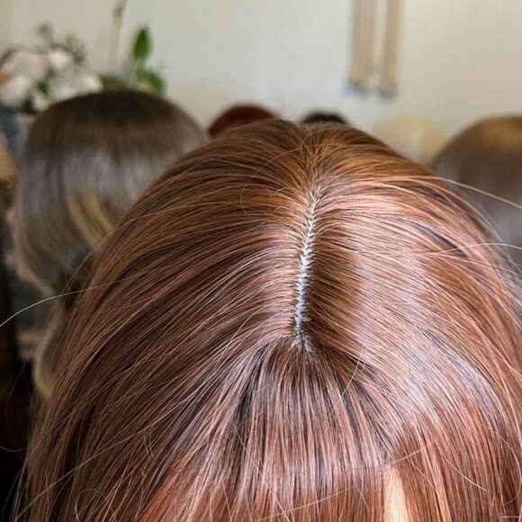 26” Copper Long Wavy natural Synthetic Fiber Full Wig With Bangs for dai… - Picture 6 of 10